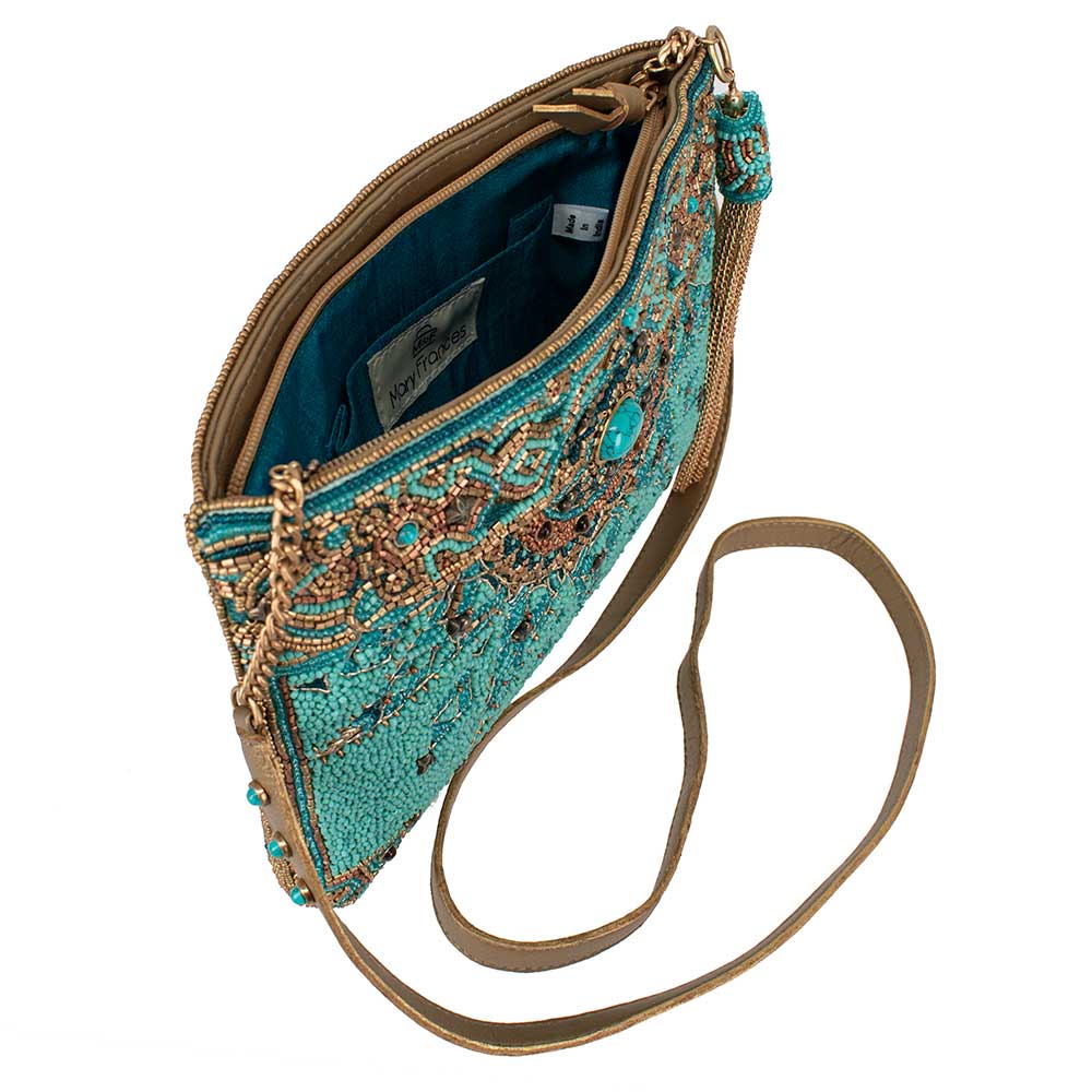 Mary Frances Accessories - New Day Beaded Mosaic Themed Crossbody Leather Handbag