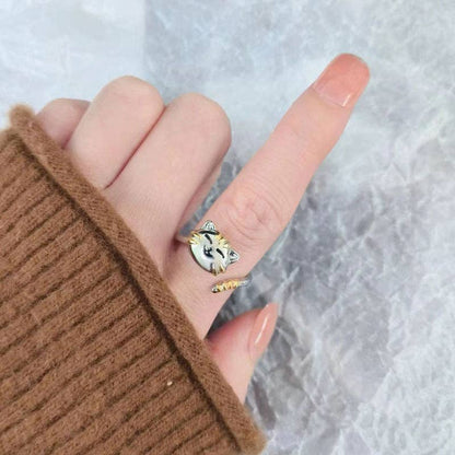 Perimade &amp; Co. LLC - Dainty Cat Anxiety Fidget Spinner Band Ring in Solid Copper