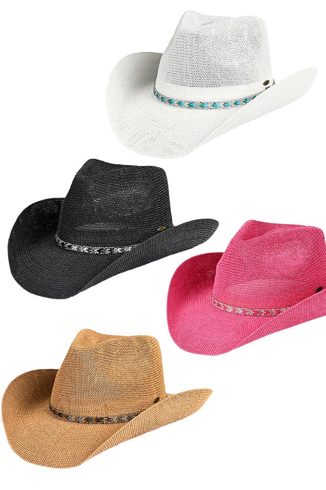 Hana - C.C Rhinestone Trim Band Cowboy Hat