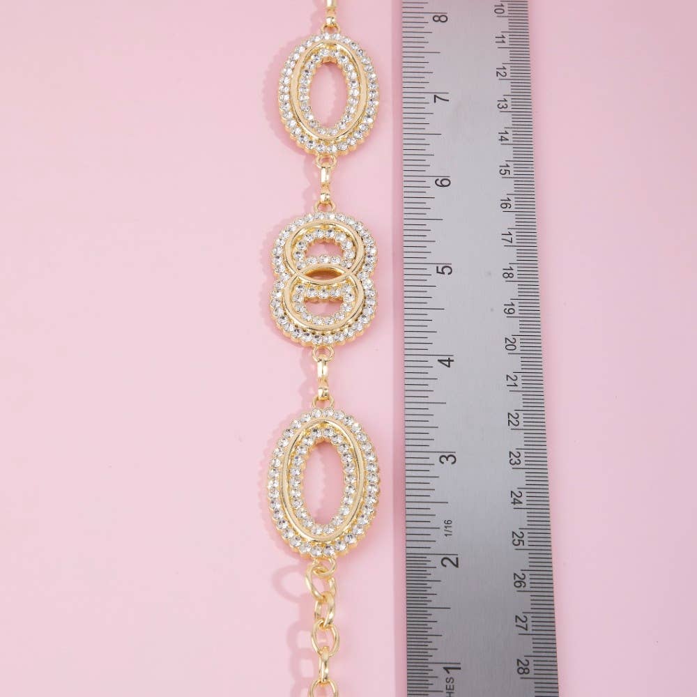 Collections by Fame Accessories - Pave Crystal Oval Link Chain Belt