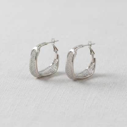 camilla dovey - Crystal Circle Earrings with Metal Mesh Design