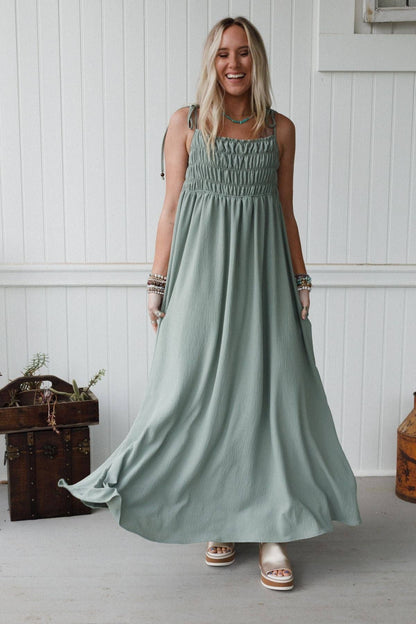 Three Bird Nest - Bohemian Grace Maxi Dress - Sage