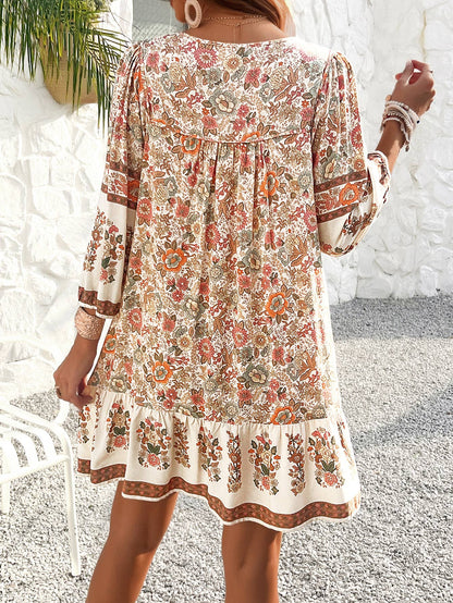 Hope &amp; Sunshine - Bohemian Print V-Neck Dress