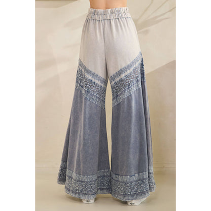 Oli&amp;Hali - WASHED FABRIC MIX WIDE LEG PANTS