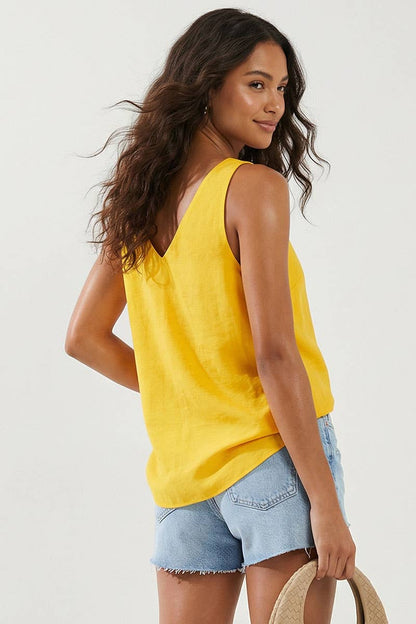 Naked Zebra - Classic V-neck Tank Top With Strap Accent