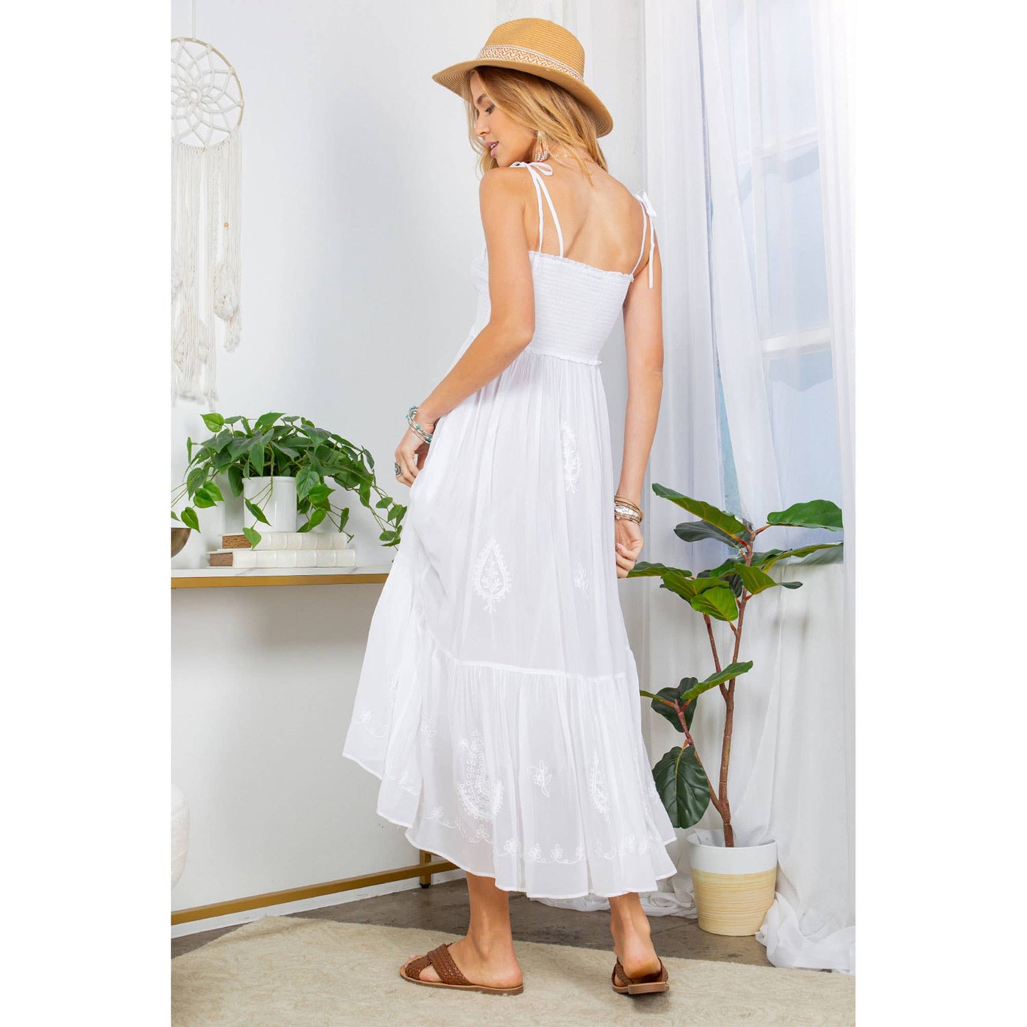 Young Threads - Ethereal Long Sundress With Hand Aari Embroidery Dress
