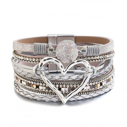 Lovesoft - Bohemian Heart Rhinestone Magnetic Buckle Bracelet