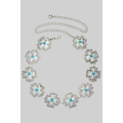 Girly - WESTERN CROSS LINK CHAIN BELT WITH STONES