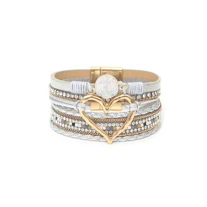 Lovesoft - Bohemian Heart Rhinestone Magnetic Buckle Bracelet