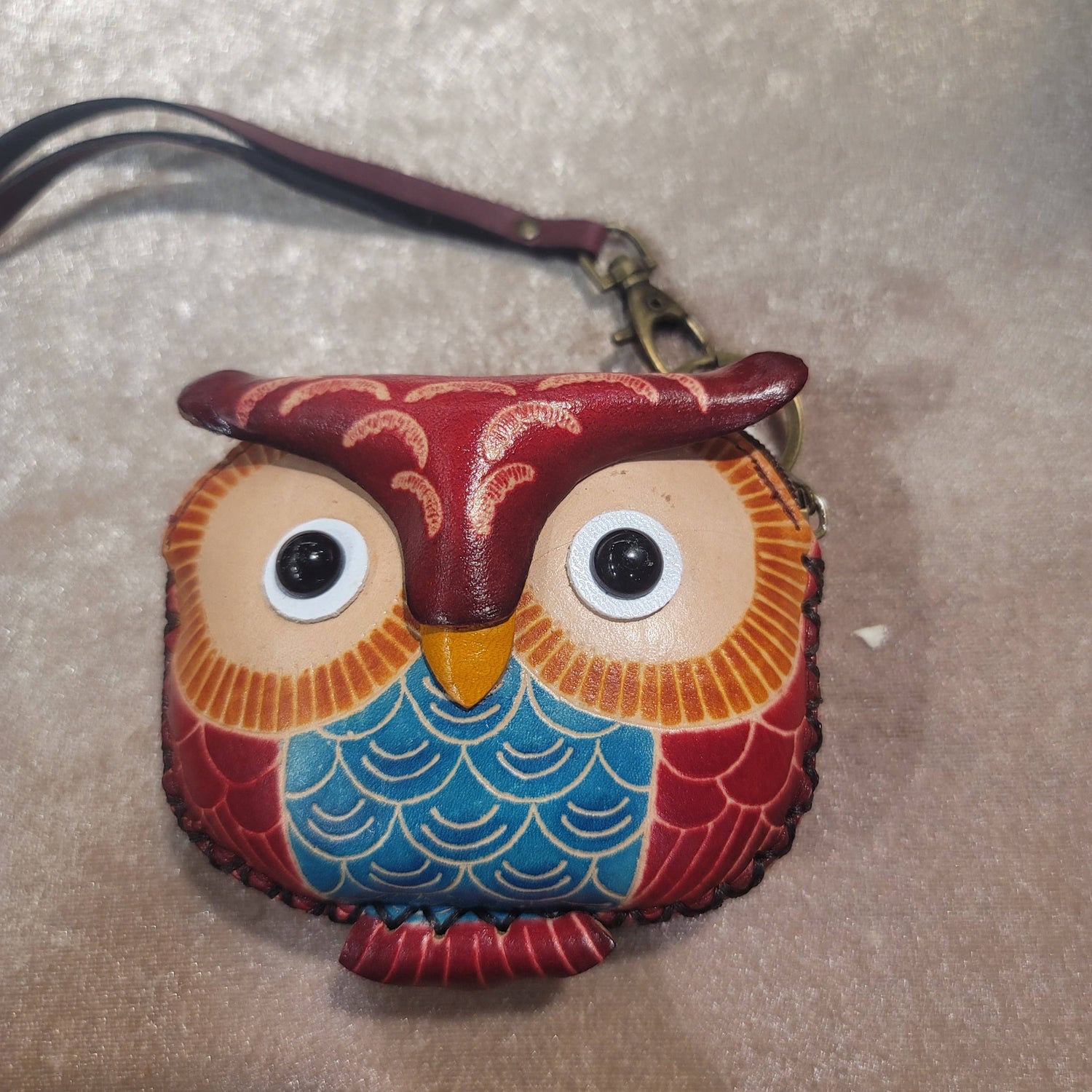 Sunflower Handmade leather inc - Leather owl Owl Wristlet coin purse wallet