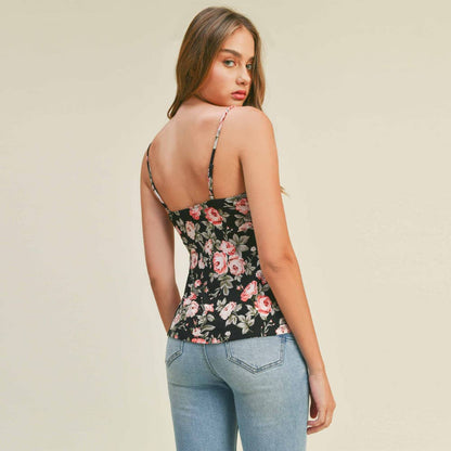 Paperdoll - FLOWER TIE FRONT BABYDOLL CAMI