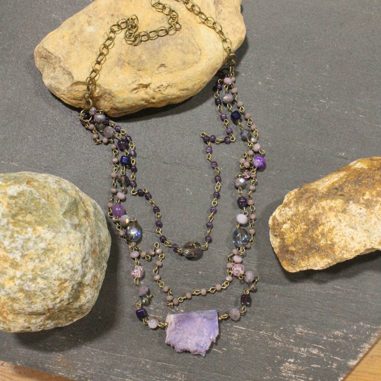 The Primitive Peddler, Inc. - Best In Show Plum Stone Layered Necklace