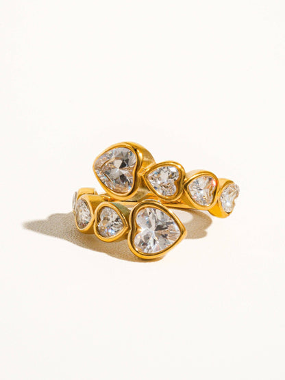 Flânerie by MAIQ - Wyatt 18K Gold Non-Tarnish Rhinestone Heart Ring