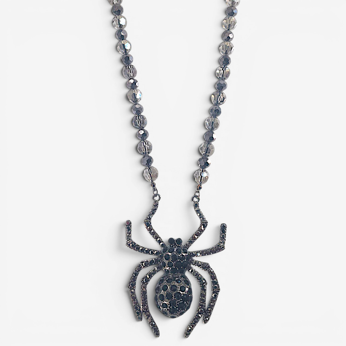 Bijoux Envie Statement Jewelry - Gunmetal Spider Necklace | Chunky Fall Statement Jewelry