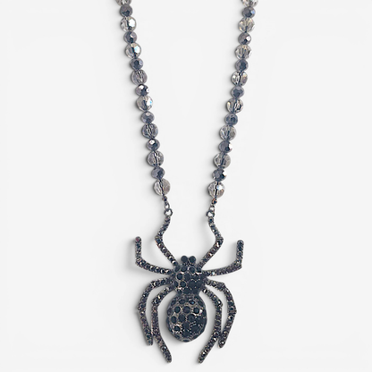 Bijoux Envie Statement Jewelry - Gunmetal Spider Necklace | Chunky Fall Statement Jewelry