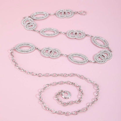 Collections by Fame Accessories - Pave Crystal Oval Link Chain Belt