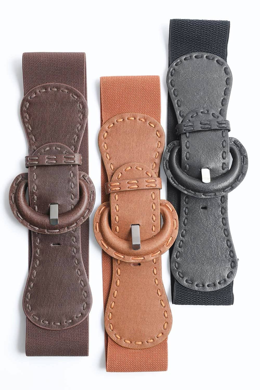 Leto Accessories - Distressed Wide Stitch Elastic Belt - Western Chic Style