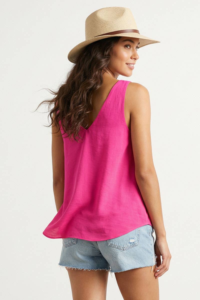 Naked Zebra - Classic V-neck Tank Top With Strap Accent