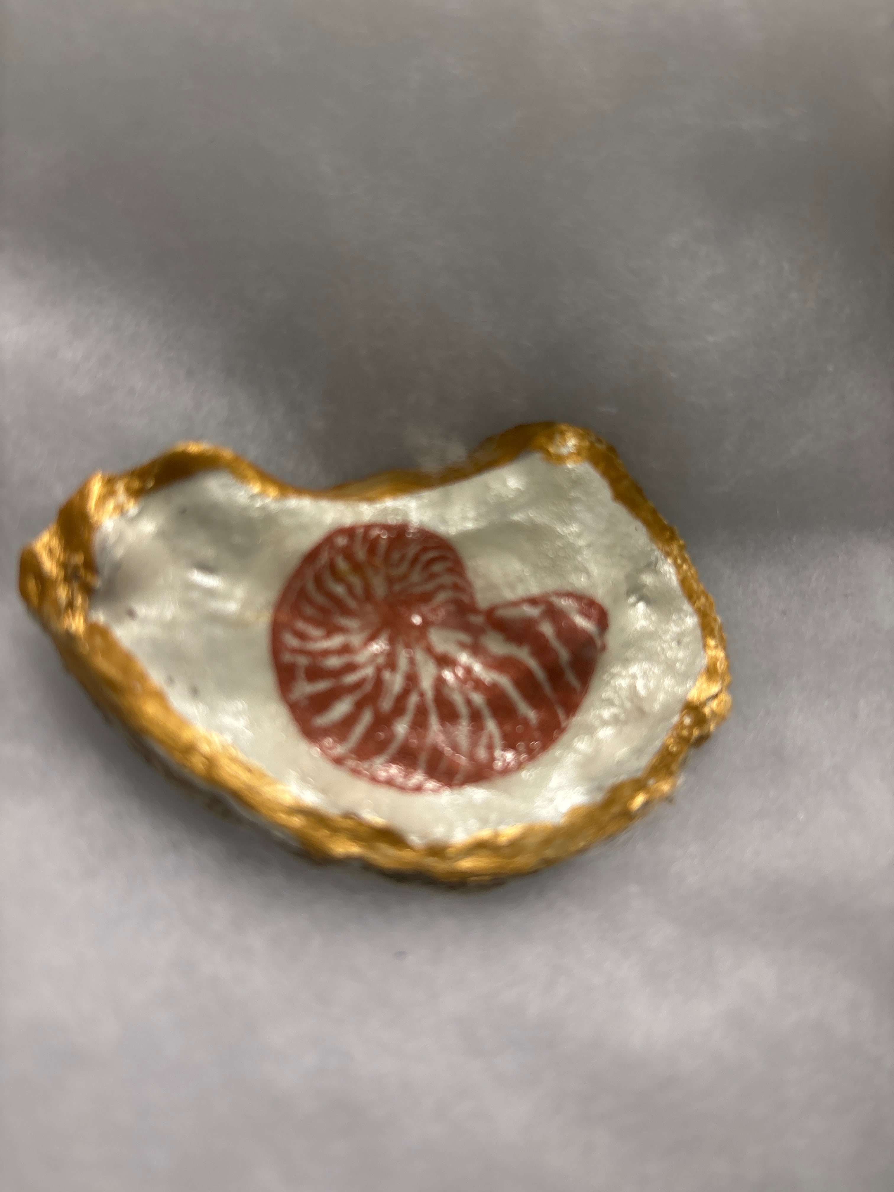 Hand Decoupaged and Painted Oyster Shells