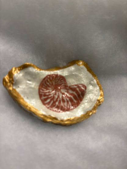 Hand Decoupaged and Painted Oyster Shells