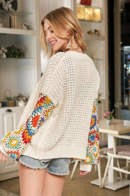 ADORA LA - MULTI COLOR SLEEVE CROCHET CARDIGAN