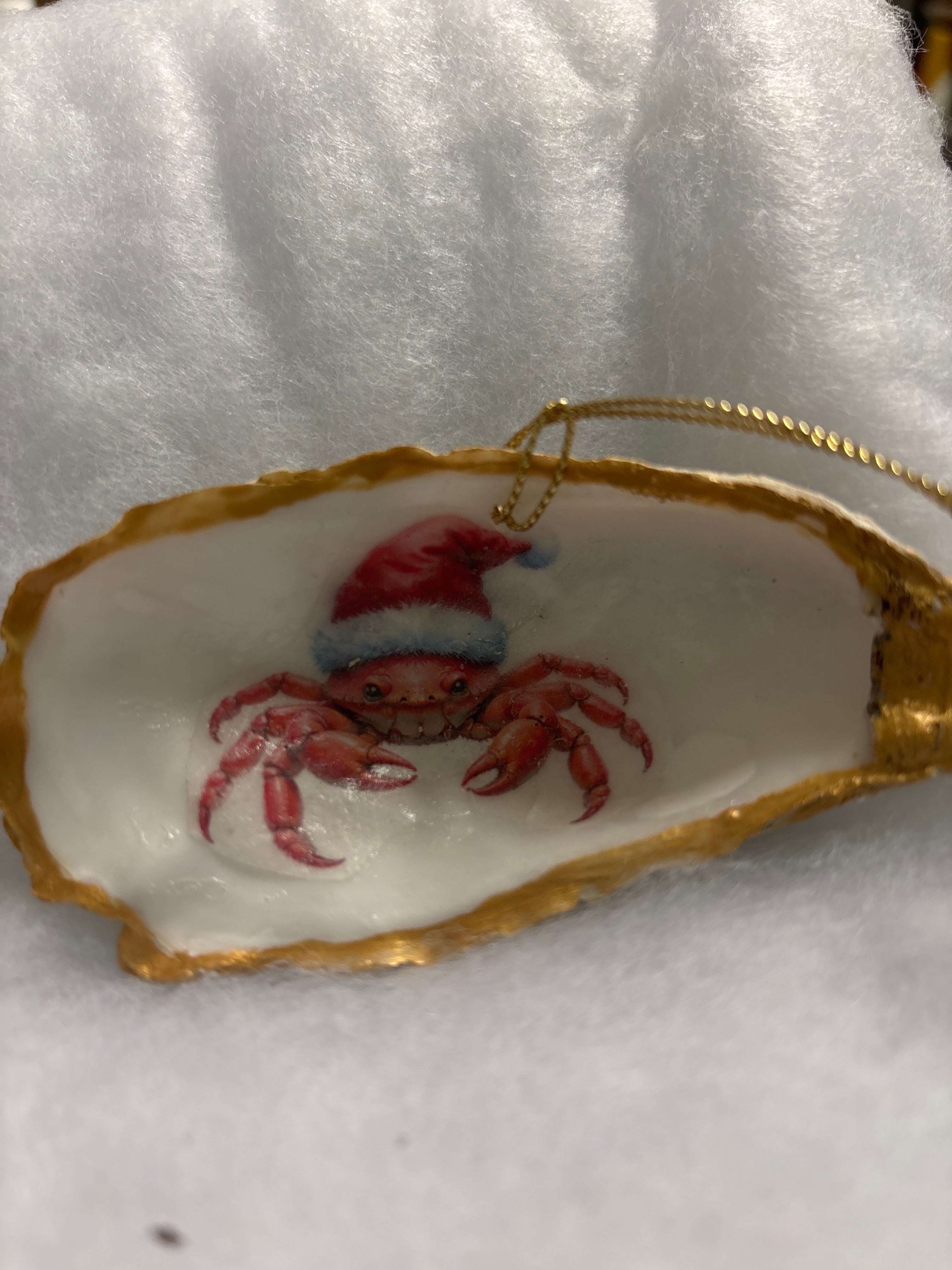 Hand Decoupaged and Painted Oyster Shells