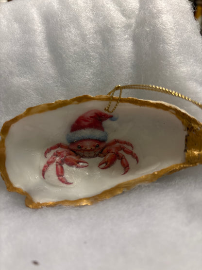 Hand Decoupaged and Painted Oyster Shells