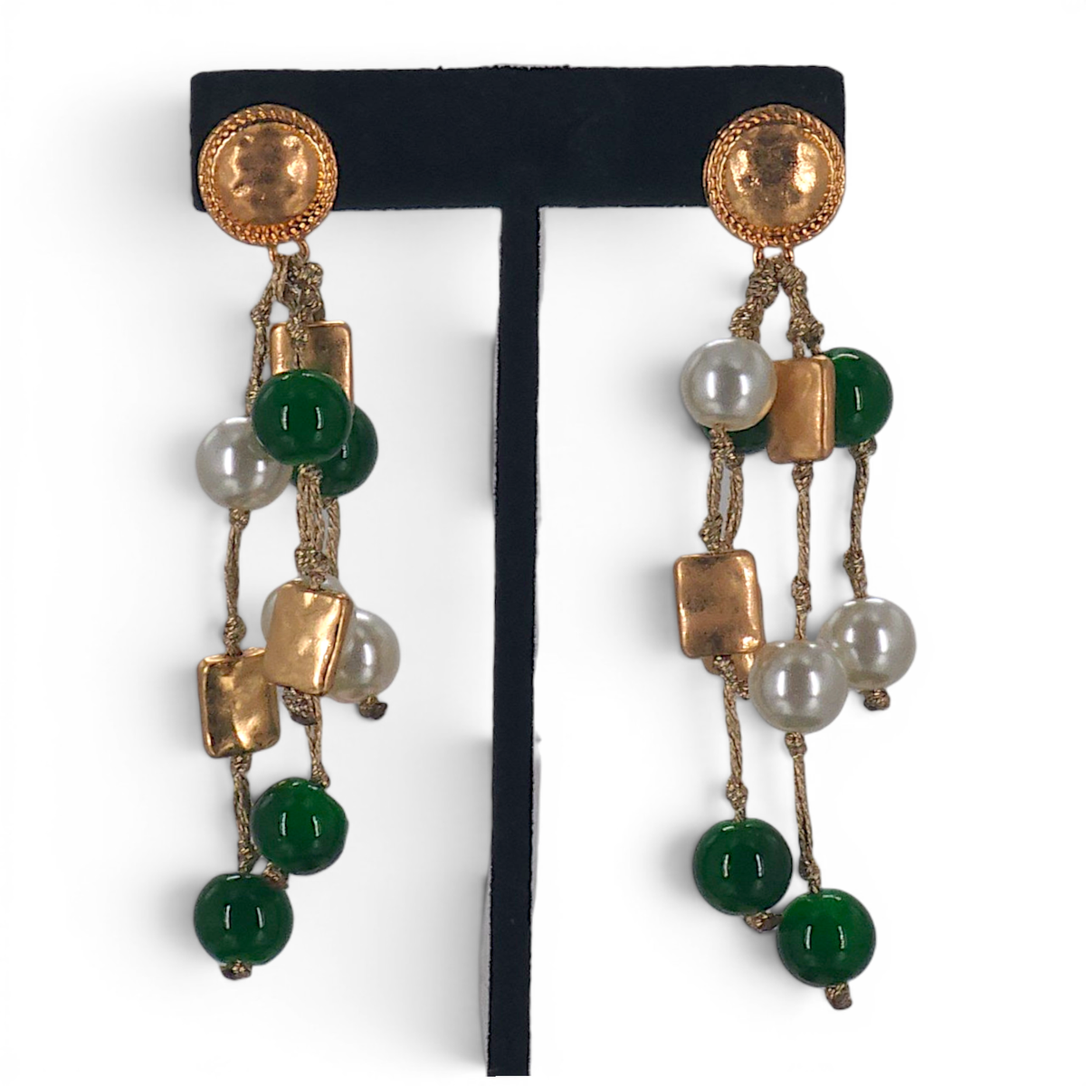 Bijoux Envie Statement Jewelry - Coastal Green Pearl Earrings | Chunky Fall Statement Jewelry