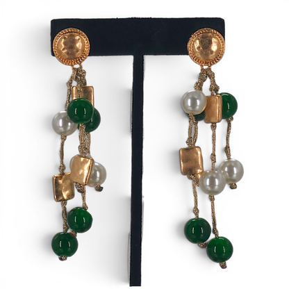 Bijoux Envie Statement Jewelry - Coastal Green Pearl Earrings | Chunky Fall Statement Jewelry