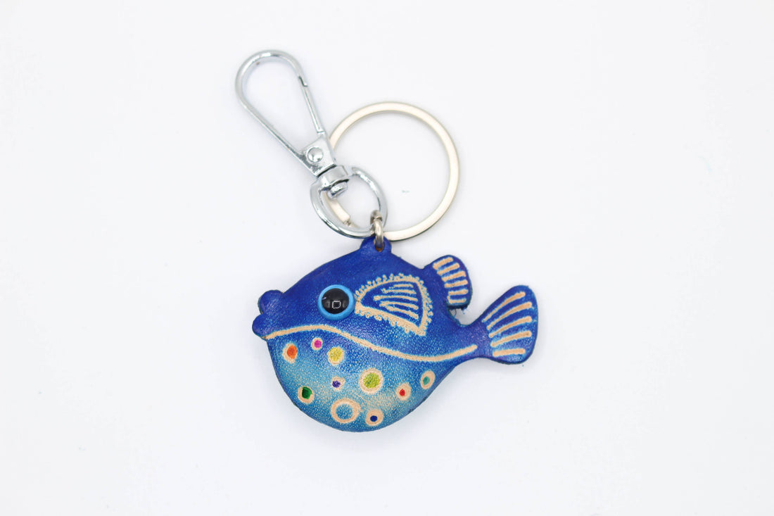 Sunflower Handmade leather inc - Assorted color tropical fish leather  keychain