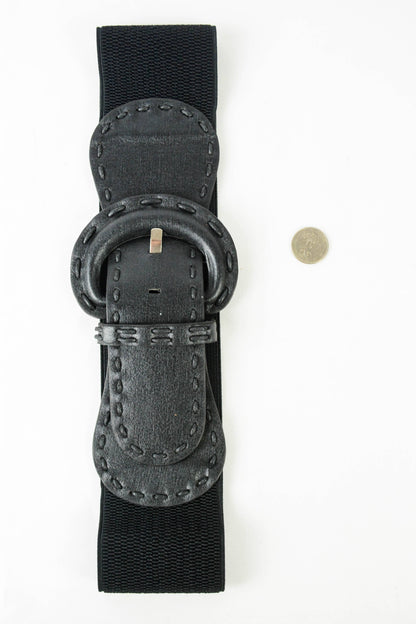 Leto Accessories - Distressed Wide Stitch Elastic Belt - Western Chic Style