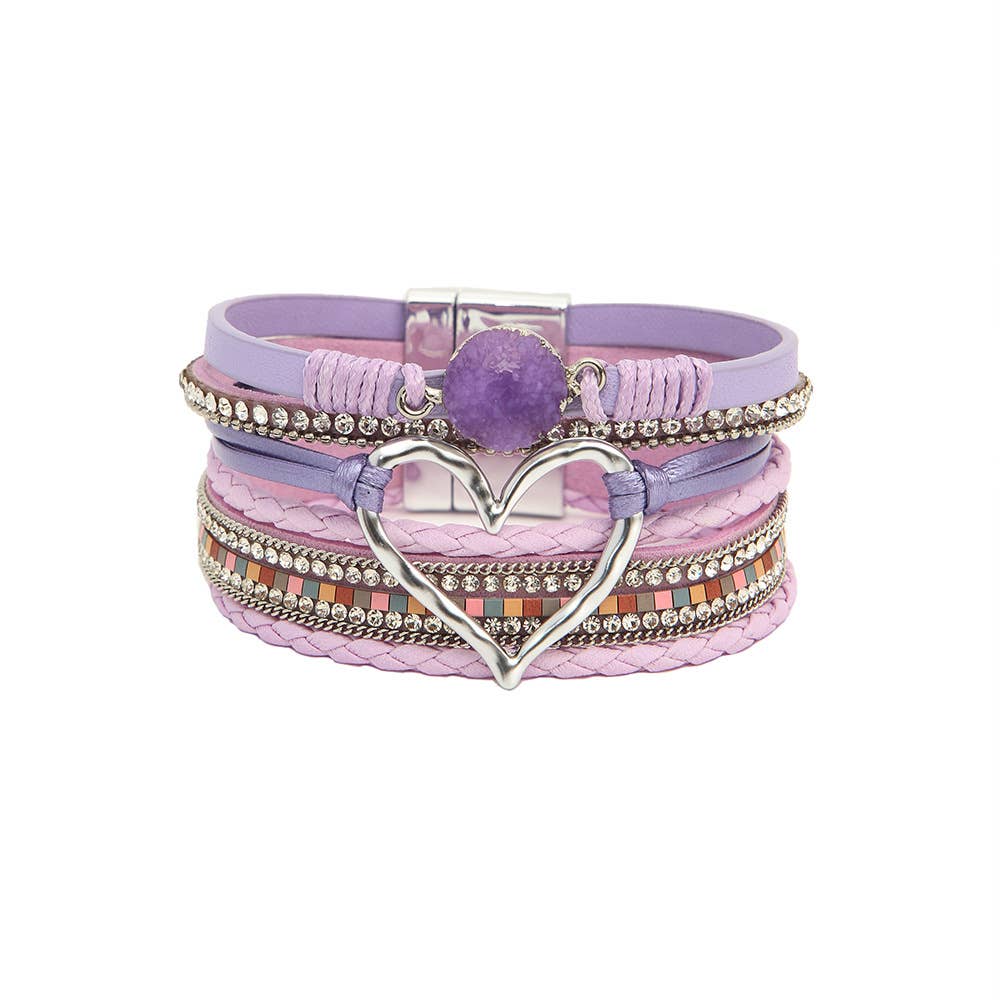 Lovesoft - Bohemian Heart Rhinestone Magnetic Buckle Bracelet