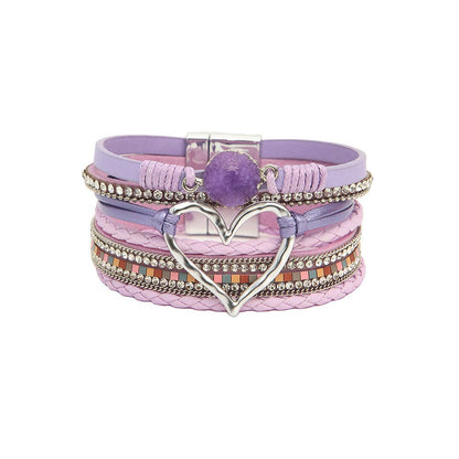 Lovesoft - Bohemian Heart Rhinestone Magnetic Buckle Bracelet