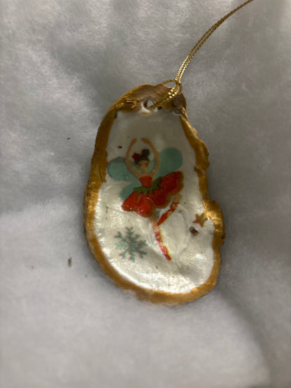 Hand Decoupaged and Painted Oyster Shells