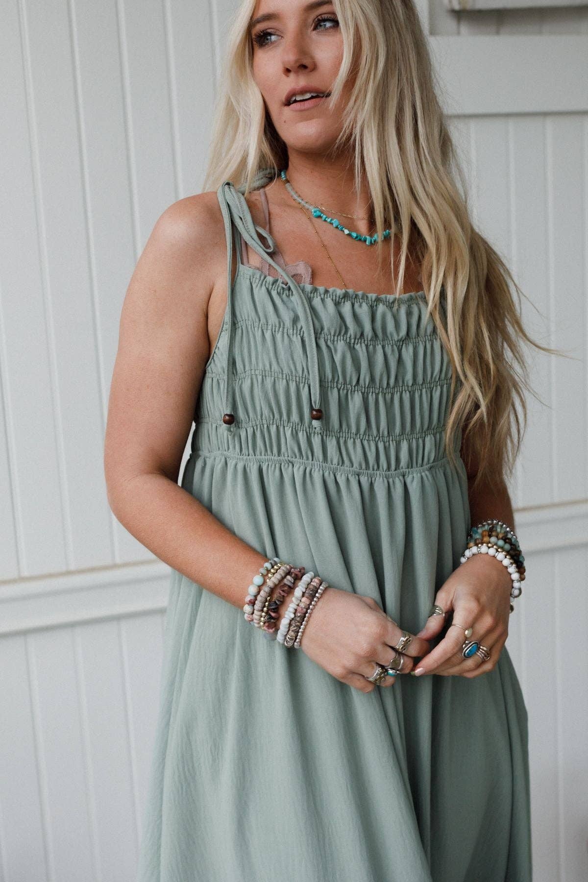 Three Bird Nest - Bohemian Grace Maxi Dress - Sage