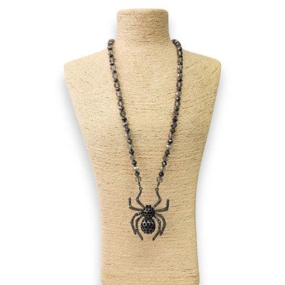 Bijoux Envie Statement Jewelry - Beaded Gothic Spider Pendant Necklace | Halloween Jewelry