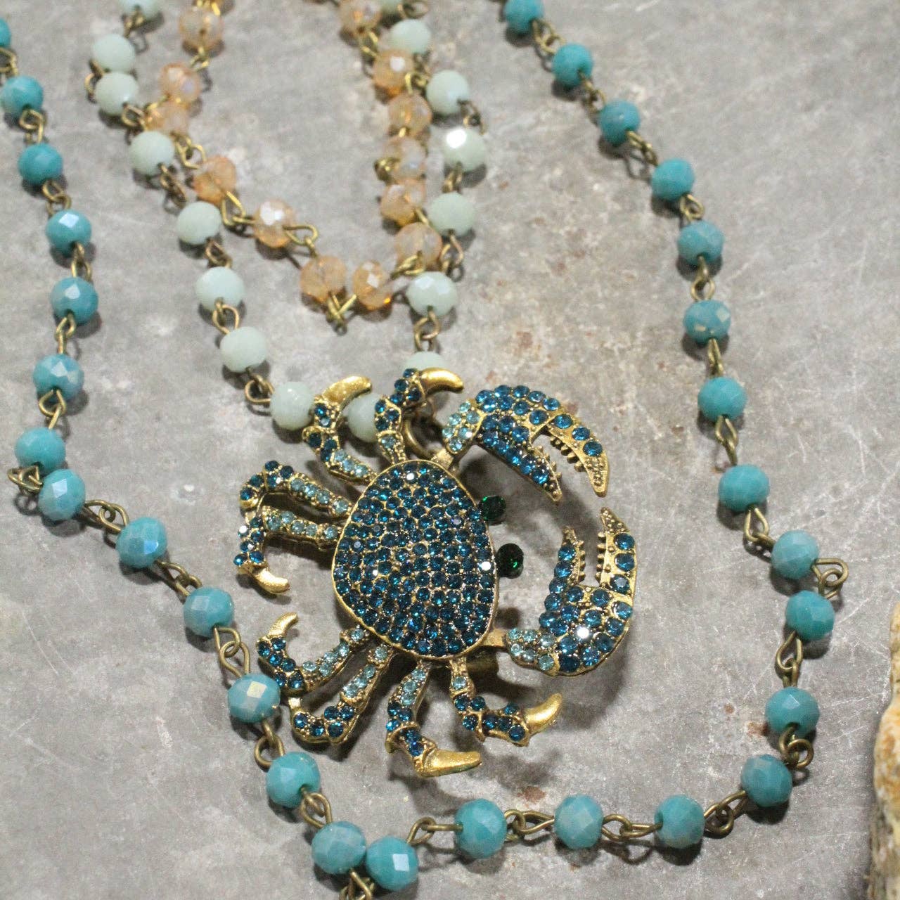 The Primitive Peddler, Inc. - The Crab Crawl Blue Layered Necklace