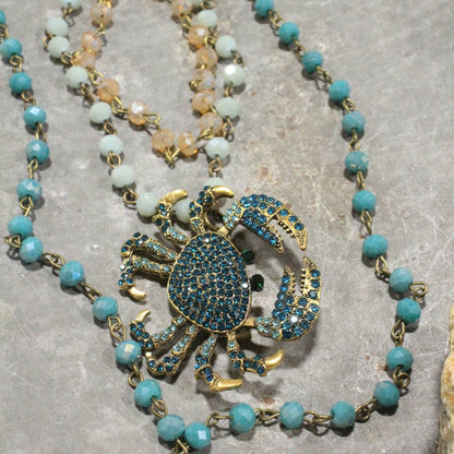 The Primitive Peddler, Inc. - The Crab Crawl Blue Layered Necklace
