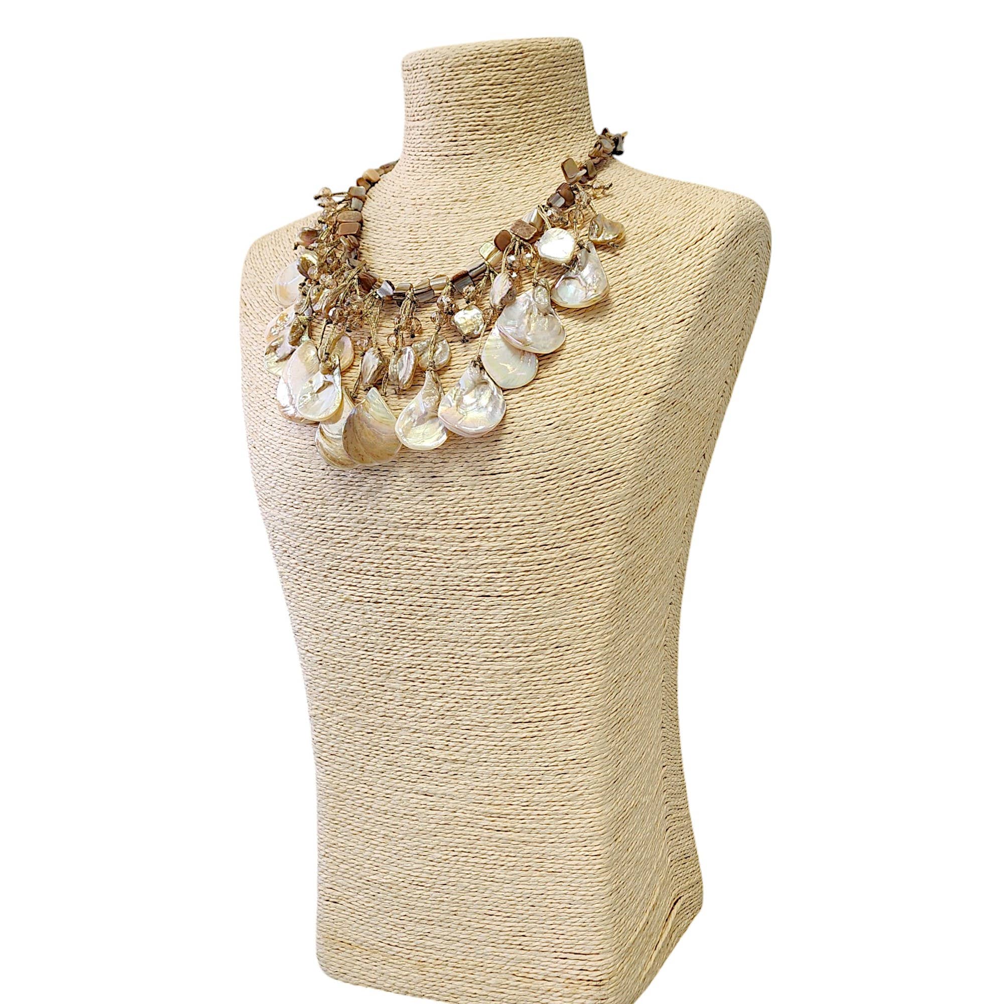 Bijoux Envie Statement Jewelry - Layered Seashell Statement Necklace | Coastal Jewelry | Boho