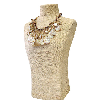 Bijoux Envie Statement Jewelry - Layered Seashell Statement Necklace | Coastal Jewelry | Boho