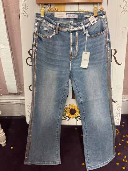 Judy Blue- Silver Trim Flares (30” inseam)