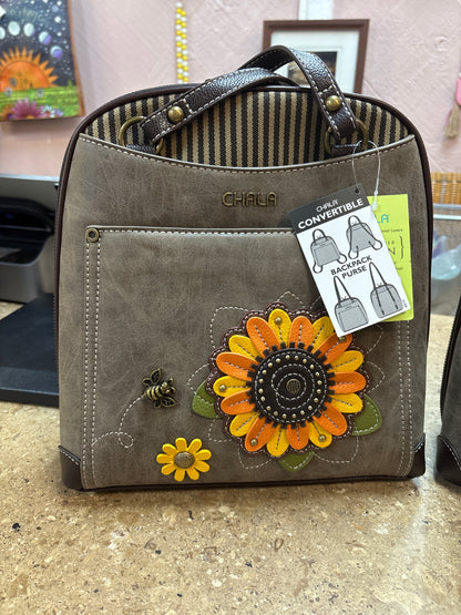 Chala-Convertible Backpack Purse - Sunflower