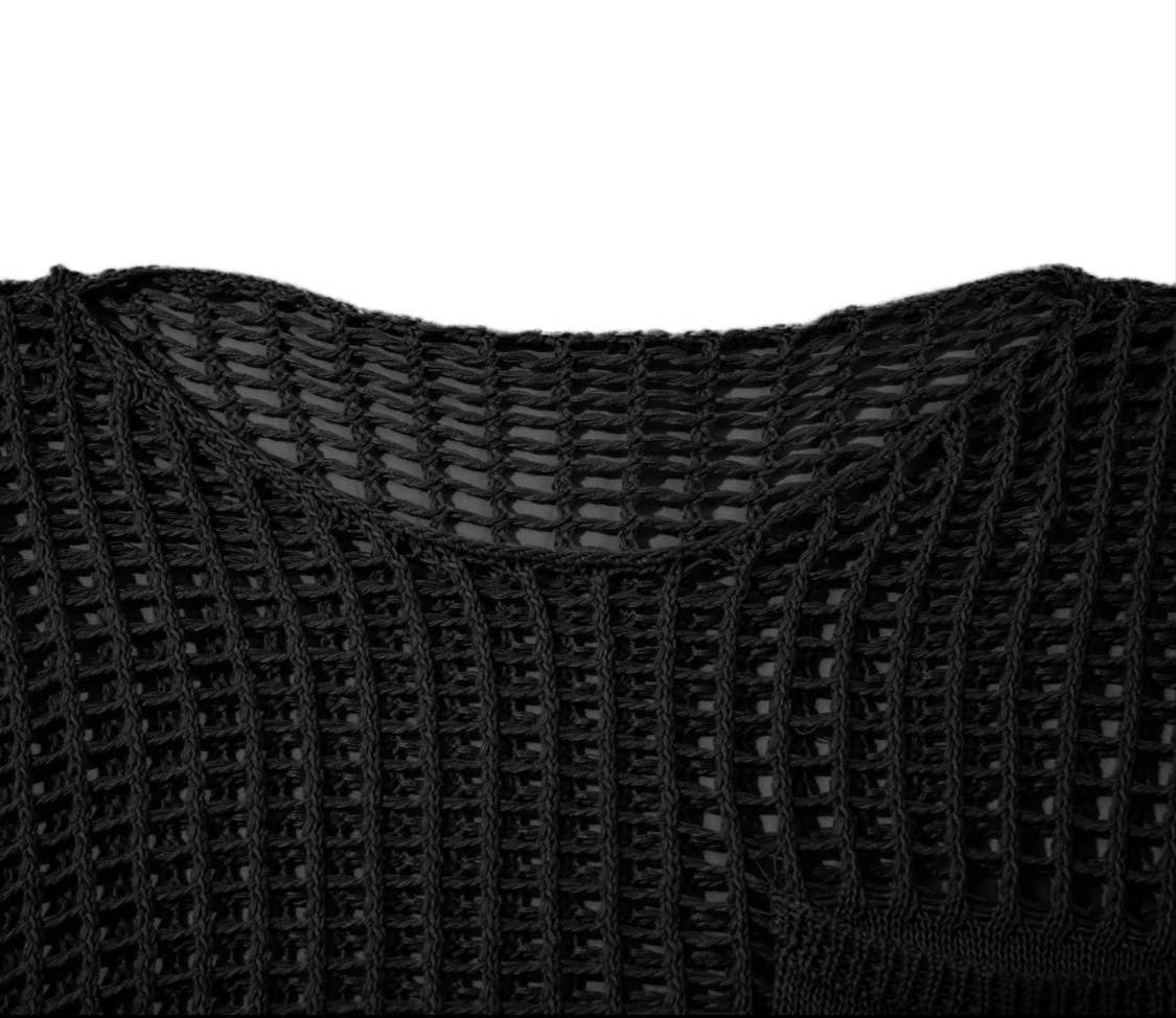 Serenity Collective - Hollow Out Knit Drop Sleeve Sweater