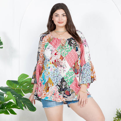 - The Bohemian Patchwork Peasant Top