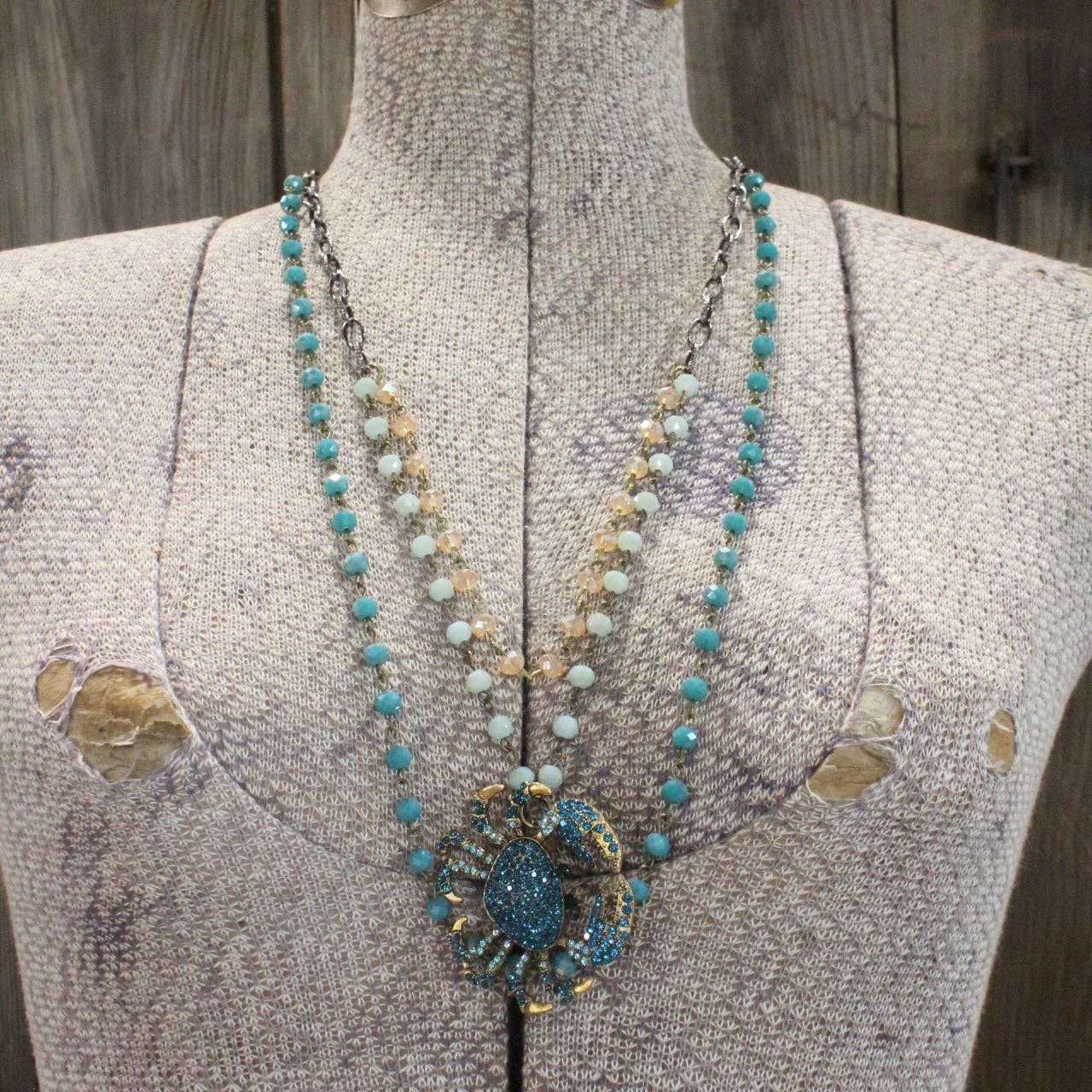 The Primitive Peddler, Inc. - The Crab Crawl Blue Layered Necklace