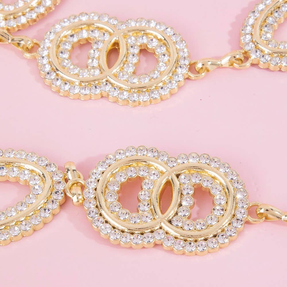 Collections by Fame Accessories - Pave Crystal Oval Link Chain Belt