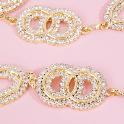 Collections by Fame Accessories - Pave Crystal Oval Link Chain Belt