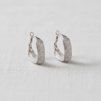 camilla dovey - Crystal Circle Earrings with Metal Mesh Design