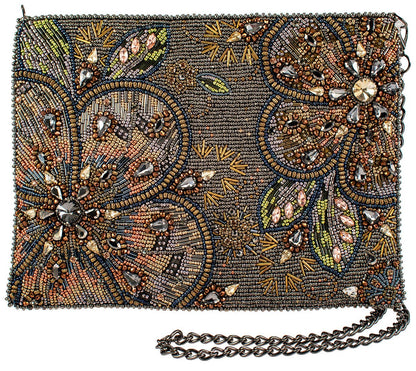 Mary Frances Accessories - Bling It On Pewter And Gold Large Floral Beaded Crossbody