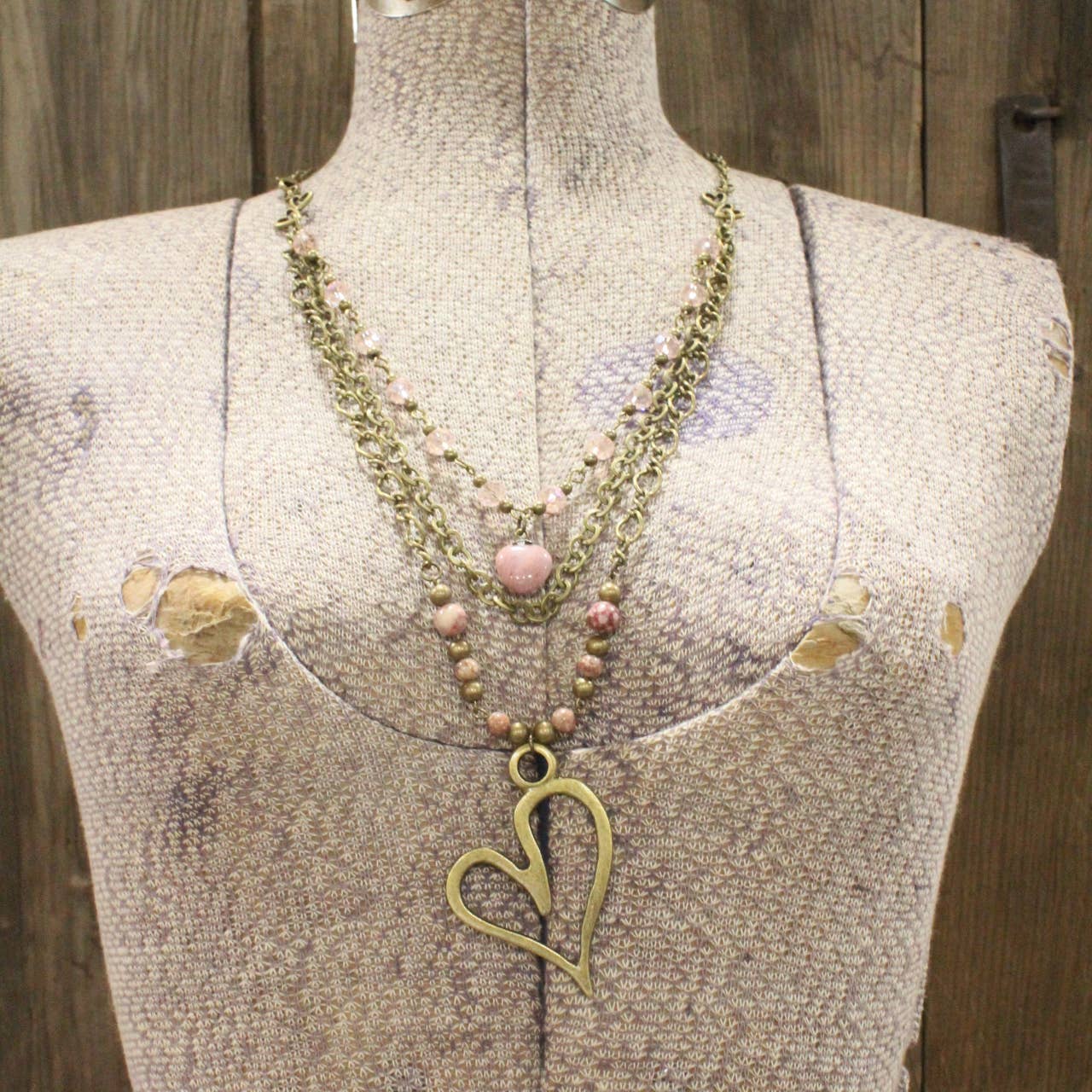 The Primitive Peddler, Inc. - Layers Of Love Big Heart Blush Necklace
